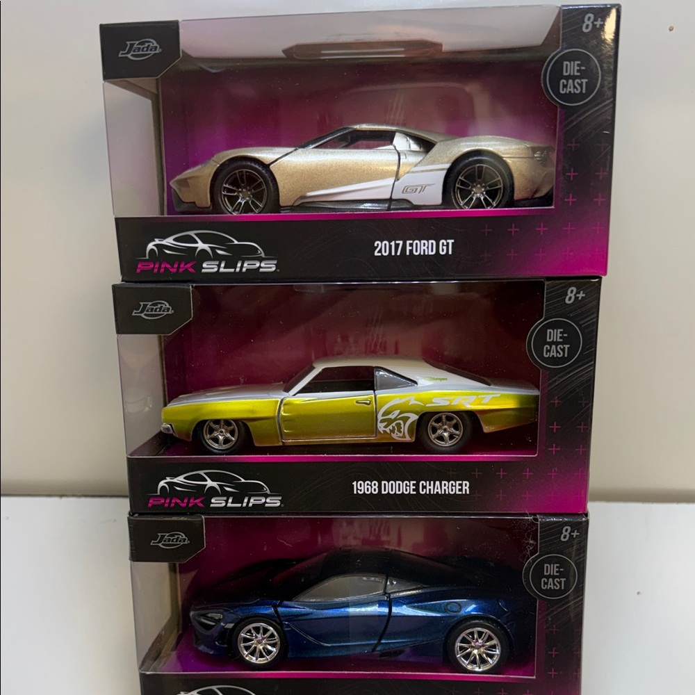 Jada Toys Pink Slips Die-Cast Car Collection - Gold, Yellow, and Blue (set of 3)